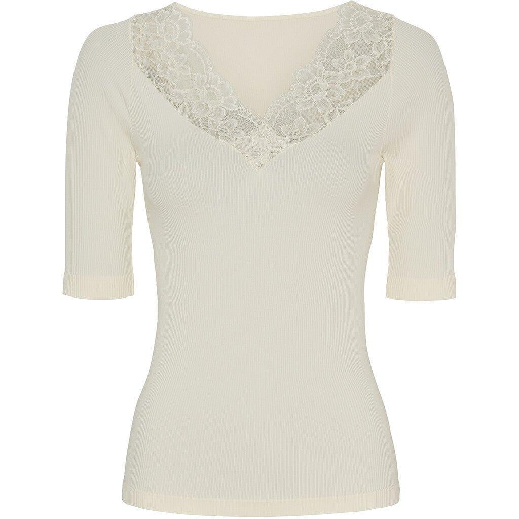 Belen rib v - lace Top SS - Tim og Simonsen - London Bazar