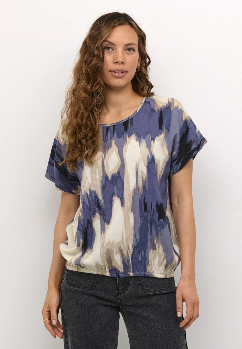 KAbeathe Stanley Blouse - Blue Abstract Print - Kaffe - London Bazar