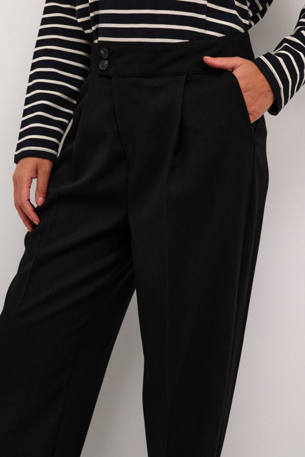 KAmerle Button Pants - Black Deep - Kaffe - London Bazar