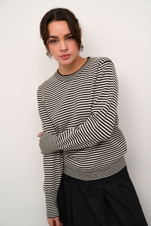 KAnala Knit Pullover - Chalk/Black Small Stripe - Kaffe - London Bazar