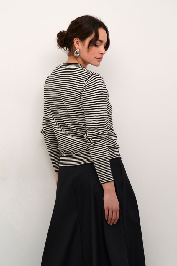 KAnala Knit Pullover - Chalk/Black Small Stripe - Kaffe - London Bazar