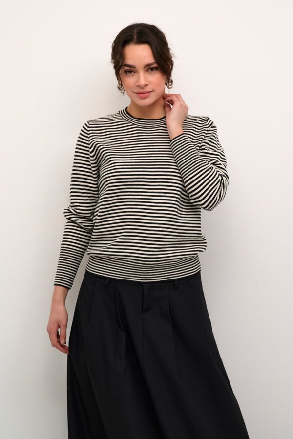 KAnala Knit Pullover - Chalk/Black Small Stripe - Kaffe - London Bazar