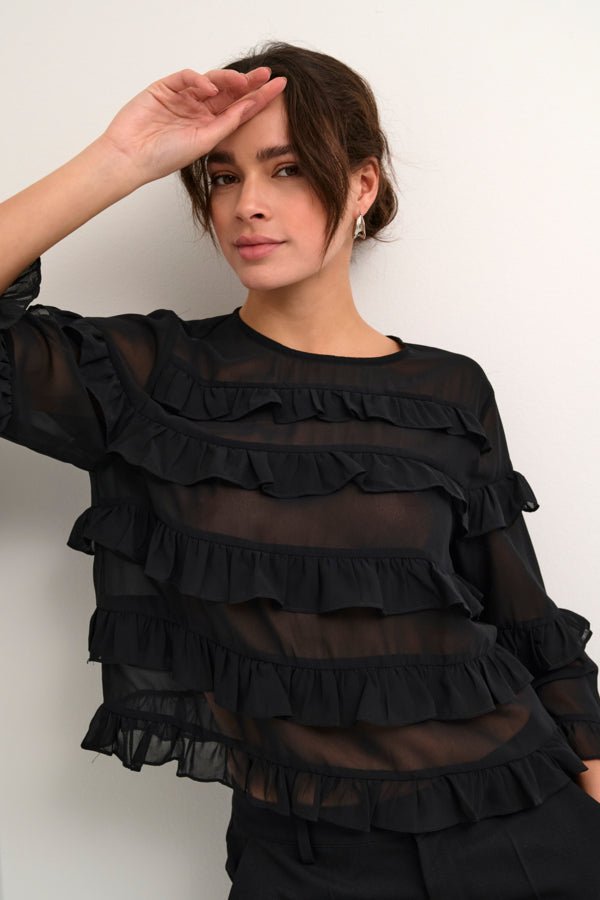 KAninna O - neck Blouse - Black Deep - Kaffe - London Bazar