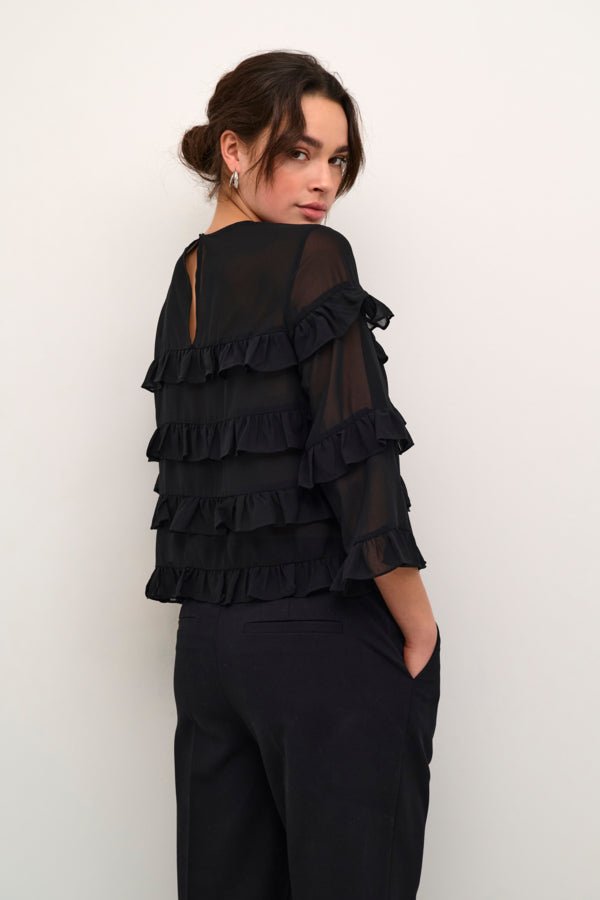 KAninna O - neck Blouse - Black Deep - Kaffe - London Bazar