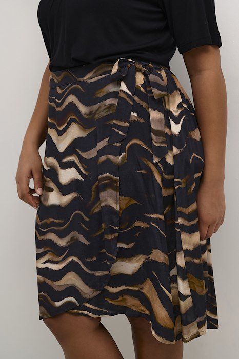 KClana Skirt - Black/Brown Tiger Print - Kaffe Curve - London Bazar