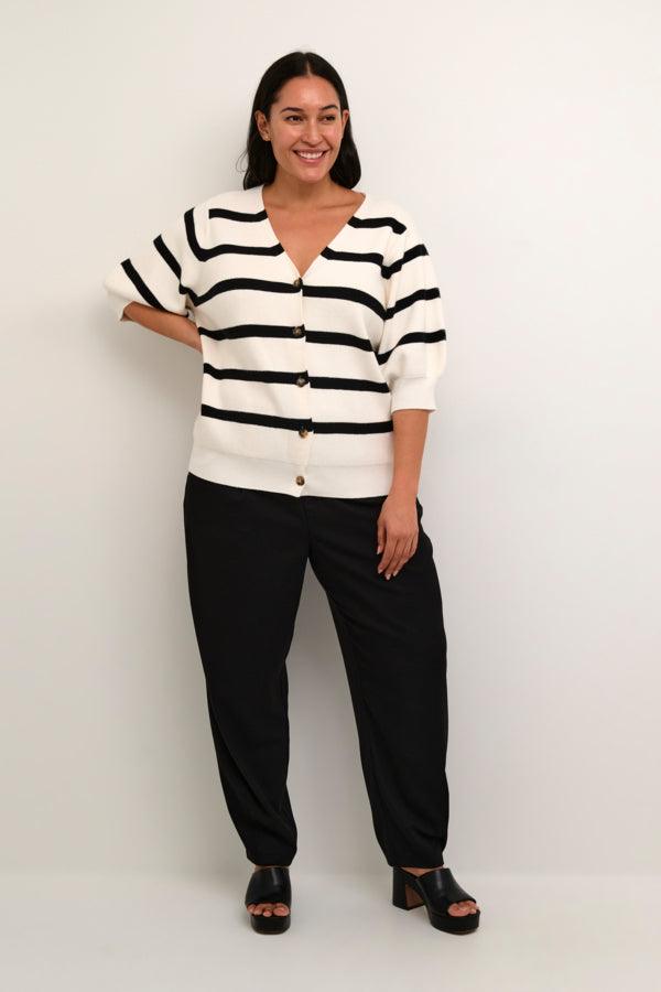 KCmela Cardigan - Chalk/Black stripe - Kaffe Curve - London Bazar