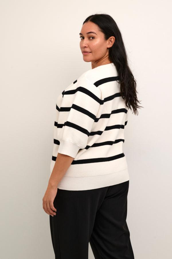 KCmela Cardigan - Chalk/Black stripe - Kaffe Curve - London Bazar