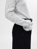 SLFLULU LS KNIT FRILL CUFF O - NECK NOOS - Light Grey Melange - Selected Femme - London Bazar