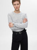 SLFLULU LS KNIT FRILL CUFF O - NECK NOOS - Light Grey Melange - Selected Femme - London Bazar